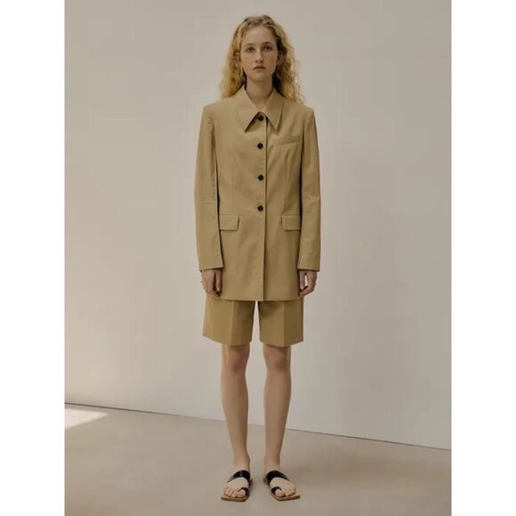 Low Classic Natural Curved Sleeve Cotton Blazer size Small - Picture 2 of 12